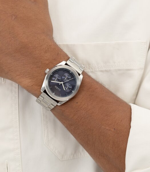 Montre HUGO WORK Homme 1530424 Analogue Cadran MINERAL Bleu Bracelet Acier inoxydable Acier Etanchéité 5BAR
