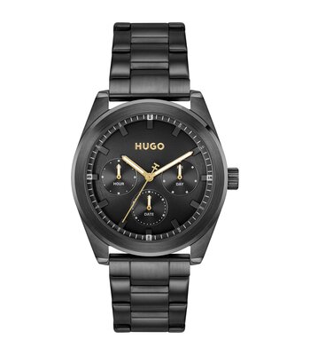 Montre HUGO WORK Homme 1530426 Analogue Cadran MINERAL Noir Bracelet Acier Noir Etanchéité 5BAR