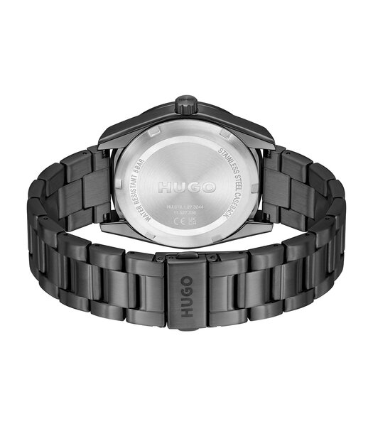 Montre HUGO WORK Homme 1530426 Analogue Cadran MINERAL Noir Bracelet Acier Noir Etanchéité 5BAR
