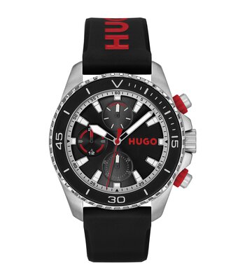 Montre HUGO DIVE Homme 1530427 Analogue Cadran MINERAL Noir Bracelet Silicone Noir Etanchéité 5BAR