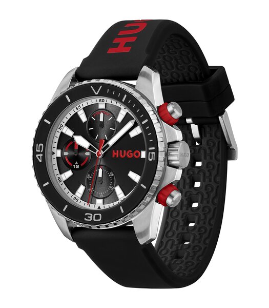 Montre HUGO DIVE Homme 1530427 Analogue Cadran MINERAL Noir Bracelet Silicone Noir Etanchéité 5BAR