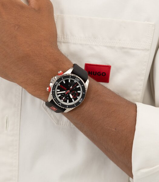 Montre HUGO DIVE Homme 1530427 Analogue Cadran MINERAL Noir Bracelet Silicone Noir Etanchéité 5BAR