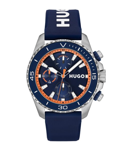 Montre HUGO DIVE Homme 1530428 Analogue Cadran MINERAL Bleu Bracelet Silicone Bleu Etanchéité 5BAR