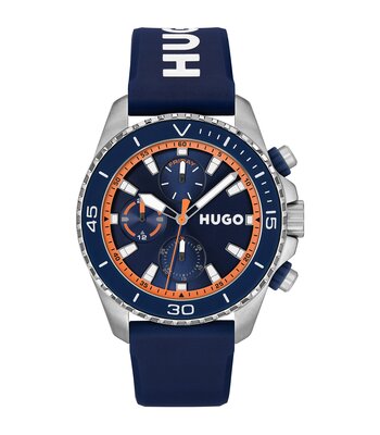 Montre HUGO DIVE Homme 1530428 Analogue Cadran MINERAL Bleu Bracelet Silicone Bleu Etanchéité 5BAR
