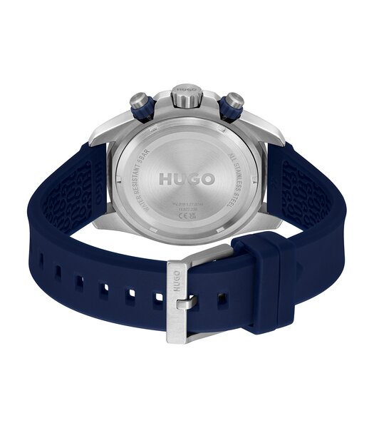 Montre HUGO DIVE Homme 1530428 Analogue Cadran MINERAL Bleu Bracelet Silicone Bleu Etanchéité 5BAR
