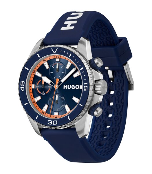 Montre HUGO DIVE Homme 1530428 Analogue Cadran MINERAL Bleu Bracelet Silicone Bleu Etanchéité 5BAR
