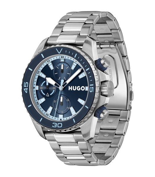 Montre HUGO DIVE Homme 1530429 Analogue Cadran MINERAL Bleu Bracelet Acier inoxydable Acier Etanchéité 5BAR