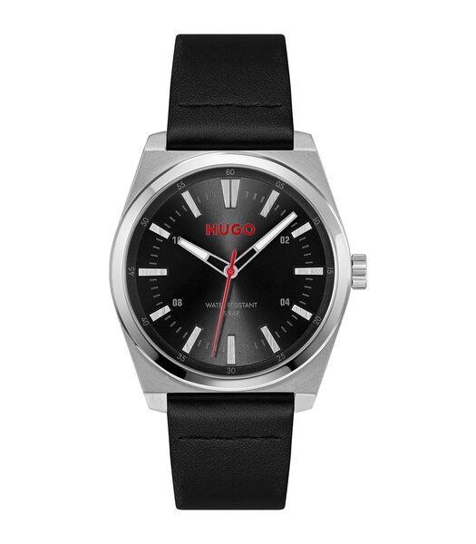 Montre HUGO ARK Homme 1530437 Analogue Cadran MINERAL Noir Bracelet Cuir Noir Etanchéité 5BAR
