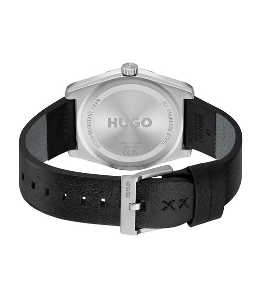 Montre HUGO ARK Homme 1530437 Analogue Cadran MINERAL Noir Bracelet Cuir Noir Etanchéité 5BAR