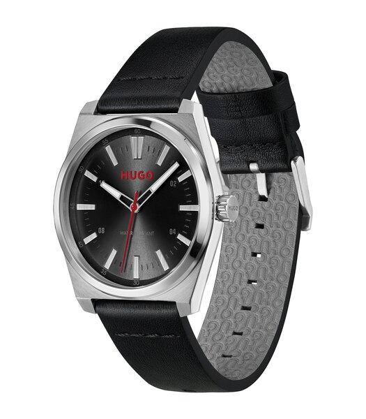 Montre HUGO ARK Homme 1530437 Analogue Cadran MINERAL Noir Bracelet Cuir Noir Etanchéité 5BAR