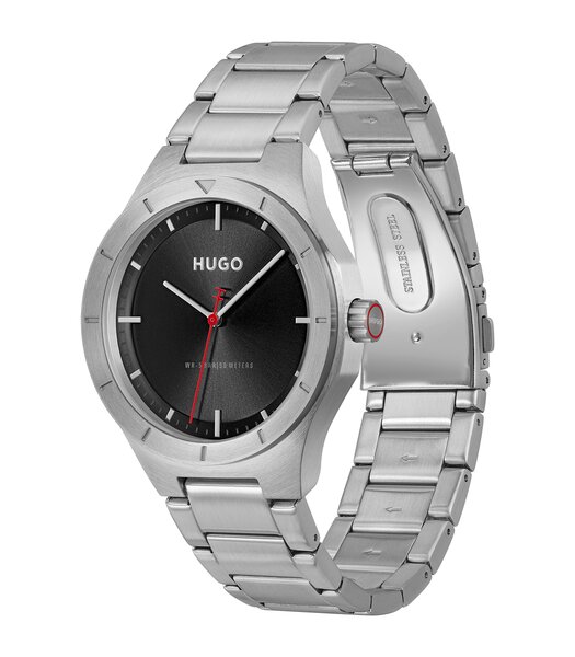 Montre HUGO LIT Homme 1530447 Analogue Cadran MINERAL Noir Bracelet Acier inoxydable Acier Etanchéité 5BAR