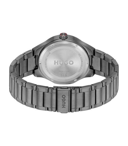 Montre HUGO LIT Homme 1530448 Analogue Cadran MINERAL Bleu Bracelet Acier Gris Etanchéité 5BAR