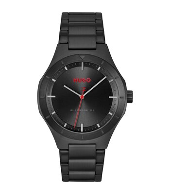 Montre HUGO LIT Homme 1530450 Analogue Cadran MINERAL Noir Bracelet Acier Noir Etanchéité 5BAR