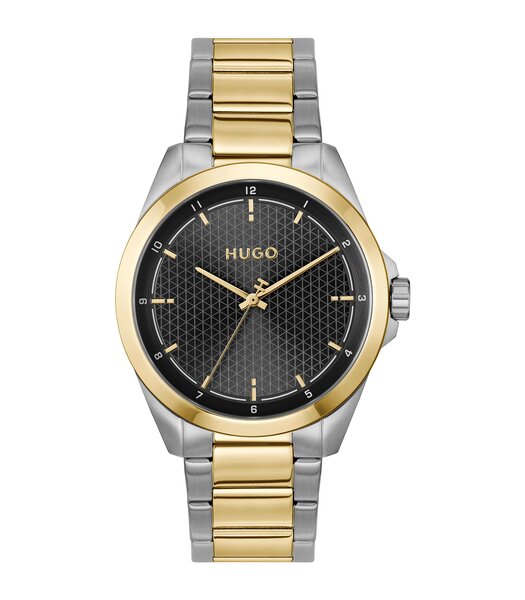 Montre HUGO SEAM Homme 1530452 Analogue Cadran MINERAL Noir Bracelet Acier inoxydable Acier / or jaune Etanchéité 3BAR