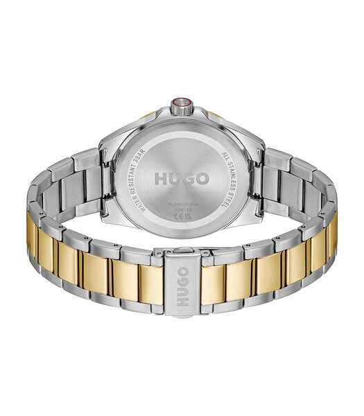 Montre HUGO SEAM Homme 1530452 Analogue Cadran MINERAL Noir Bracelet Acier inoxydable Acier / or jaune Etanchéité 3BAR