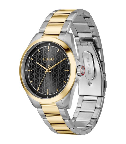 Montre HUGO SEAM Homme 1530452 Analogue Cadran MINERAL Noir Bracelet Acier inoxydable Acier / or jaune Etanchéité 3BAR