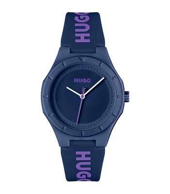 Montre HUGO LIT FOR TEENAGER Homme 1540167 Analogue Cadran MINERAL Bleu Bracelet Silicone Bleu Clip / clasp Etanchéité 5BAR