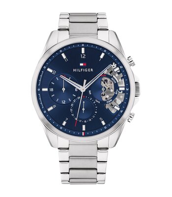 Montre TOMMY HILFIGER BAKER Homme 1710448 Analogue Cadran MINERAL Bleu Bracelet Acier inoxydable Acier BOUCLE DEPLOYANTE Etanchéité 5ATM
