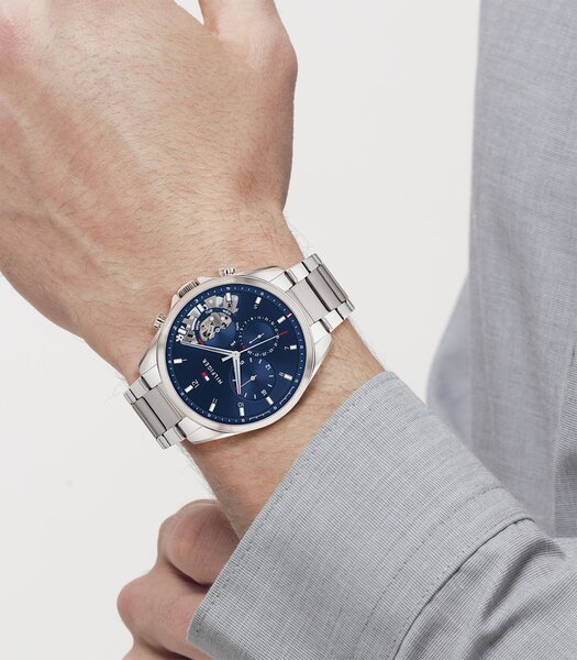 Montre TOMMY HILFIGER BAKER Homme 1710448 Analogue Cadran MINERAL Bleu Bracelet Acier inoxydable Acier BOUCLE DEPLOYANTE Etanchéité 5ATM
