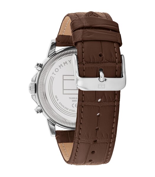 Horloge TOMMY HILFIGER STEWART Heren 1710629 Analoog Behuizing MINERAAL Blauw Bracelette Leer Bruin Etanchéiteiten 5BAR