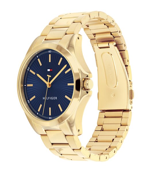 Horloge TOMMY HILFIGER BRUCE (43MM) Heren 1710679 Analoog Behuizing MINERAAL Blauw Bracelette Staal Geelgoudkleurig Etanchéiteiten 3BAR