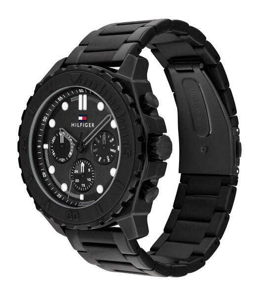 Horloge TOMMY HILFIGER MORGAN Heren 1710690 Analoog Behuizing MINERAAL Zwart Bracelette Staal Zwart Etanchéiteiten 5BAR