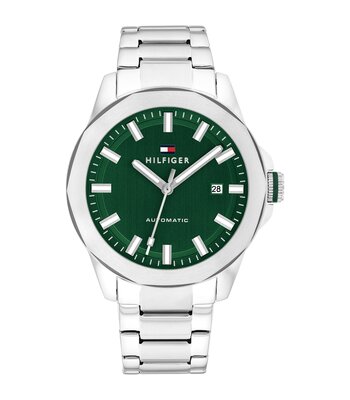 Montre TOMMY HILFIGER LARS AUTOMATIC Homme 1710694 Analogue Cadran MINERAL Vert Bracelet Acier inoxydable Acier Etanchéité 5BAR