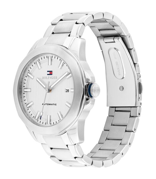 Montre TOMMY HILFIGER LARS AUTOMATIC Homme 1710695 Analogue Cadran MINERAL Argenté Bracelet Acier inoxydable Acier Etanchéité 5BAR