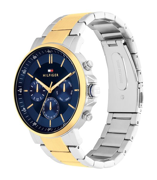 Montre TOMMY HILFIGER TYSON Homme 1710710 Analogue Cadran MINERAL Bleu Bracelet Acier inoxydable Acier / or jaune Etanchéité 5BAR