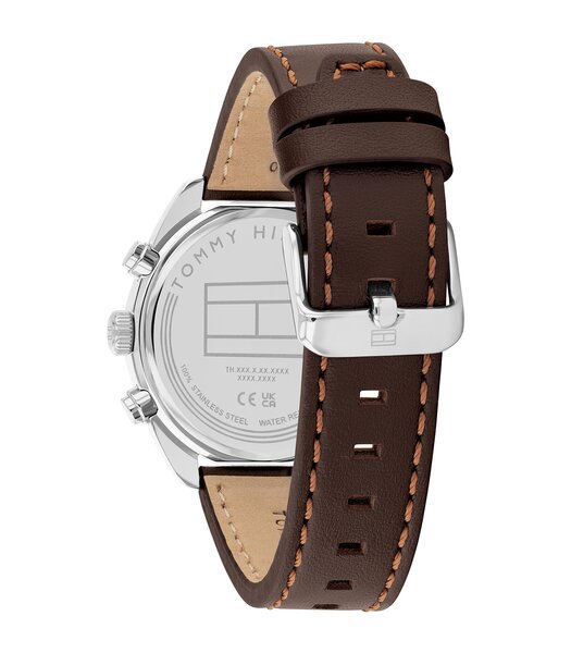 Montre TOMMY HILFIGER HUDSON Homme 1710719 Analogue Cadran MINERAL Vert Bracelet Cuir Brun Etanchéité 5BAR