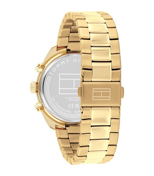Montre TOMMY HILFIGER HUDSON Homme 1710723 Analogue Cadran MINERAL Blanc Bracelet Acier Or jaune Etanchéité 5BAR