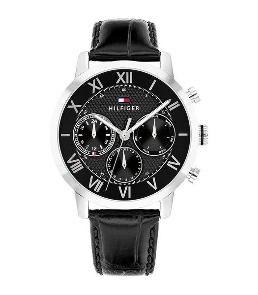 Horloge TOMMY HILFIGER TH-OXFORD Heren 1710725 Analoog Behuizing MINERAAL Zwart Bracelette Leer Zwart Etanchéiteiten 5BAR