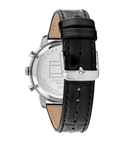 Horloge TOMMY HILFIGER TH-OXFORD Heren 1710725 Analoog Behuizing MINERAAL Zwart Bracelette Leer Zwart Etanchéiteiten 5BAR