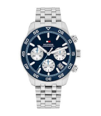 Montre TOMMY HILFIGER TH85 CHRONO Homme 1710743 Analogue Cadran MINERAL Bleu Bracelet Acier inoxydable Acier Etanchéité 5BAR