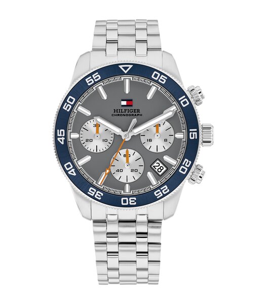 Montre TOMMY HILFIGER TH85 CHRONO Homme 1710744 Analogue Cadran MINERAL Gris Bracelet Acier inoxydable Acier Etanchéité 5BAR