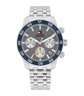 Montre TOMMY HILFIGER TH85 CHRONO Homme 1710744 Analogue Cadran MINERAL Gris Bracelet Acier inoxydable Acier Etanchéité 5BAR