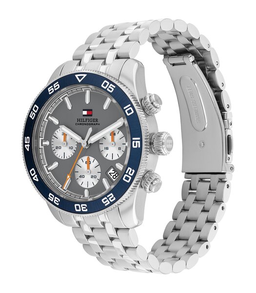 Montre TOMMY HILFIGER TH85 CHRONO Homme 1710744 Analogue Cadran MINERAL Gris Bracelet Acier inoxydable Acier Etanchéité 5BAR