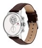 Horloge TOMMY HILFIGER STEWART Heren 1710746 Analoog Behuizing MINERAAL Wit Bracelette Leer Bruin Etanchéiteiten 5BAR
