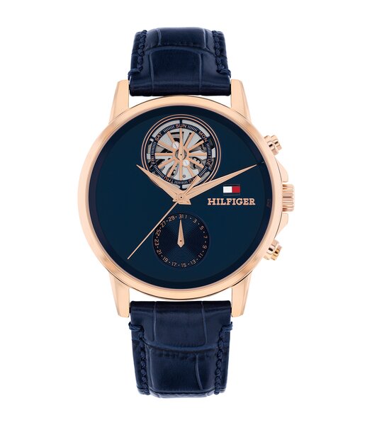 Montre TOMMY HILFIGER STEWART Homme 1710747 Analogue Cadran MINERAL Bleu Bracelet Cuir Bleu Etanchéité 5BAR