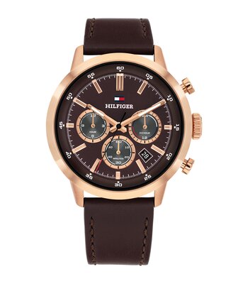 Montre TOMMY HILFIGER KENT Homme 1710752 Analogue Cadran MINERAL Brun Bracelet Cuir Brun Etanchéité 5BAR