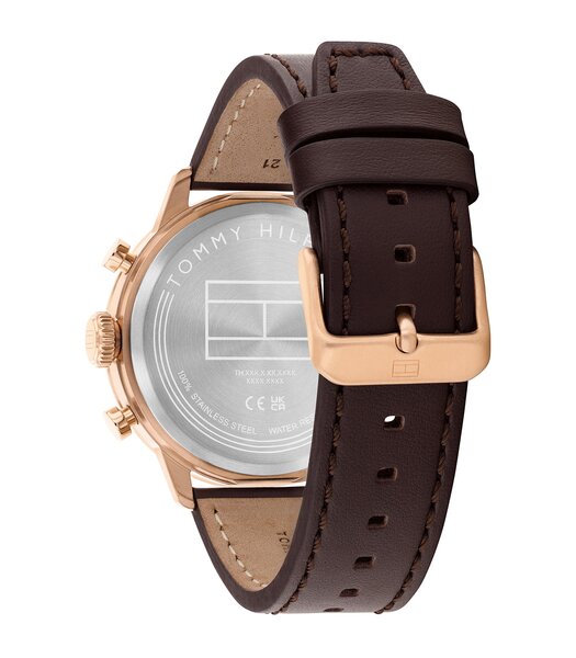 Montre TOMMY HILFIGER KENT Homme 1710752 Analogue Cadran MINERAL Brun Bracelet Cuir Brun Etanchéité 5BAR