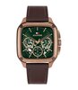 Montre TOMMY HILFIGER HERALD SKELETON Homme 1710757 Analogue Cadran MINERAL Vert Bracelet Cuir Brun Etanchéité 5BAR
