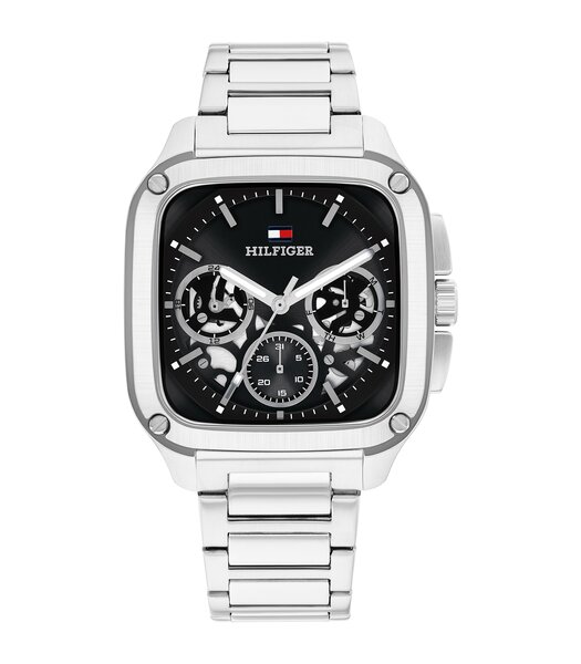 Montre TOMMY HILFIGER HERALD SKELETON Homme 1710758 Analogue Cadran MINERAL Noir Bracelet Acier inoxydable Acier Etanchéité 5BAR