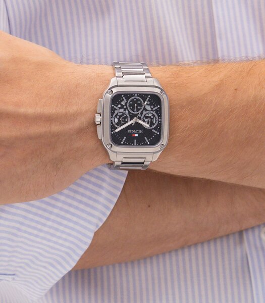Montre TOMMY HILFIGER HERALD SKELETON Homme 1710758 Analogue Cadran MINERAL Noir Bracelet Acier inoxydable Acier Etanchéité 5BAR