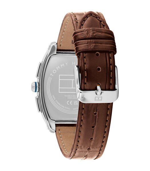 Horloge TOMMY HILFIGER TH-OXFORD Heren 1710760 Analoog Behuizing MINERAAL Blauw Bracelette Leer Bruin Etanchéiteiten 3BAR