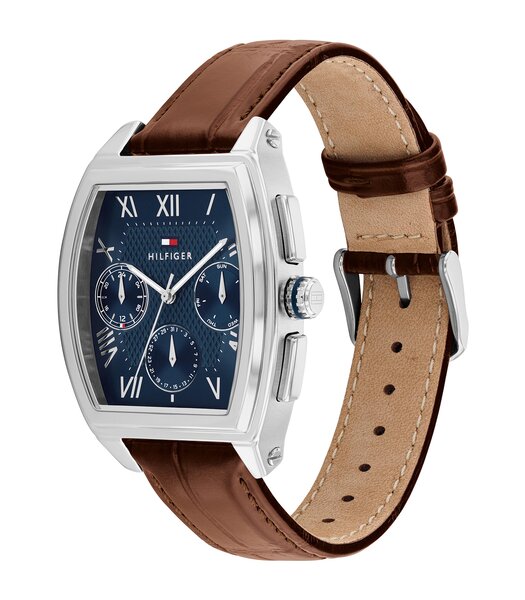 Horloge TOMMY HILFIGER TH-OXFORD Heren 1710760 Analoog Behuizing MINERAAL Blauw Bracelette Leer Bruin Etanchéiteiten 3BAR