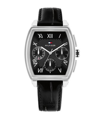 Horloge TOMMY HILFIGER TH-OXFORD Heren 1710761 Analoog Behuizing MINERAAL Zwart Bracelette Leer Zwart Etanchéiteiten 3BAR