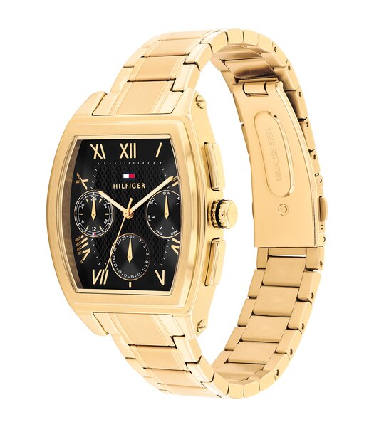 Horloge TOMMY HILFIGER TH-OXFORD Heren 1710764 Analoog Behuizing MINERAAL Zwart Bracelette Staal Geelgoudkleurig Etanchéiteiten 3BAR