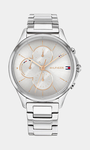 Montre TOMMY HILFIGER SKYLAR Femme 1782263 Analogique Cadran Minéral Gris Bracelet Acier inoxydable Acier Boucle déployante Etanchéité 3 BAR
