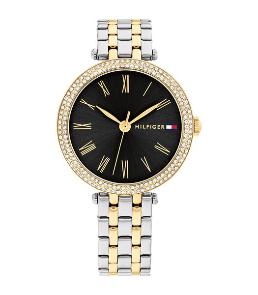Horloge TOMMY HILFIGER NATALIE Dames 1782720 Analoog Behuizing MINERAAL Zwart Bracelette Roestvrij staal Staal / geelgoudkleurig Etanchéiteiten 3BAR